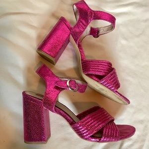 Topshop chunky sparkle heel w/ ankle strap